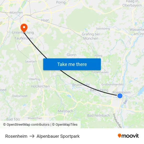 Rosenheim to Alpenbauer Sportpark map