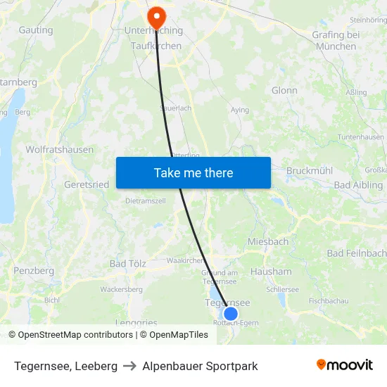 Tegernsee, Leeberg to Alpenbauer Sportpark map