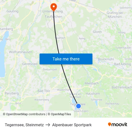 Tegernsee, Steinmetz to Alpenbauer Sportpark map