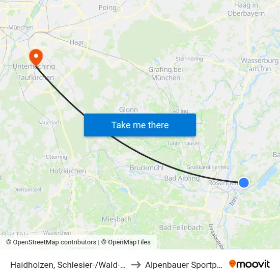 Haidholzen, Schlesier-/Wald-Str. to Alpenbauer Sportpark map