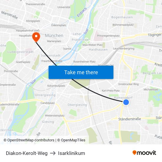 Diakon-Kerolt-Weg to Isarklinikum map