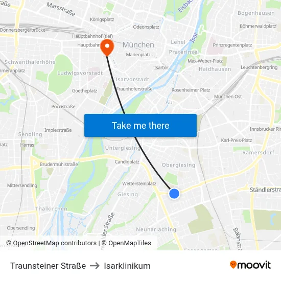 Traunsteiner Straße to Isarklinikum map