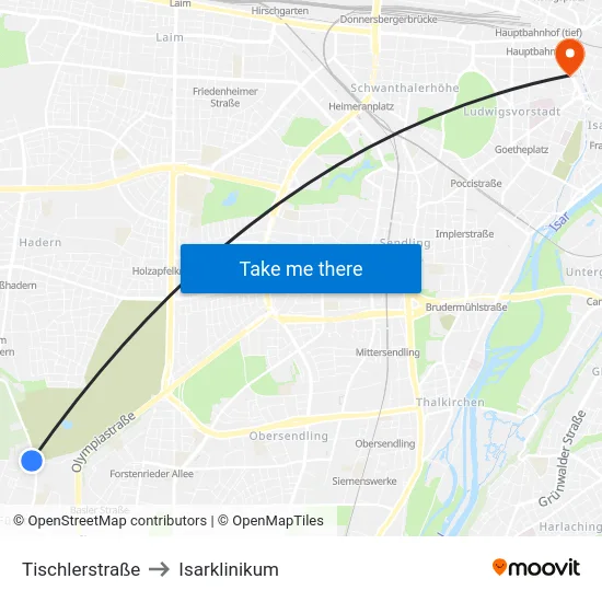 Tischlerstraße to Isarklinikum map