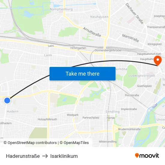 Haderunstraße to Isarklinikum map