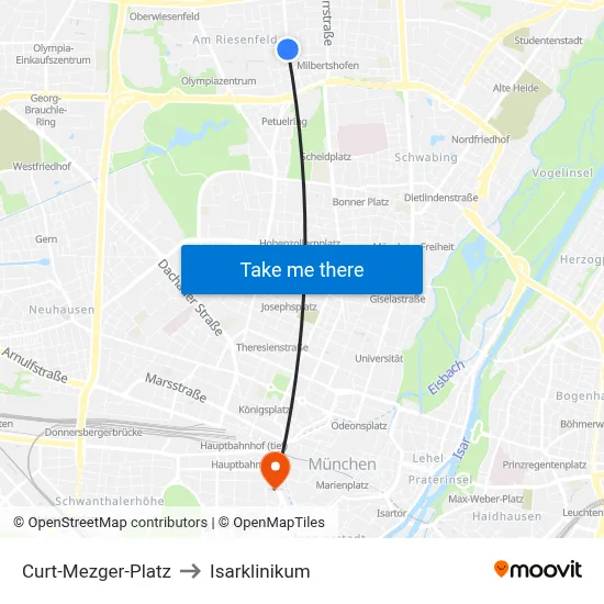Curt-Mezger-Platz to Isarklinikum map