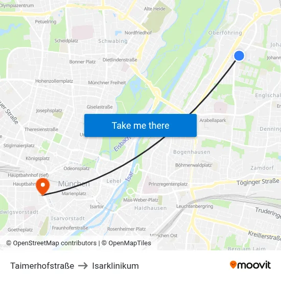 Taimerhofstraße to Isarklinikum map