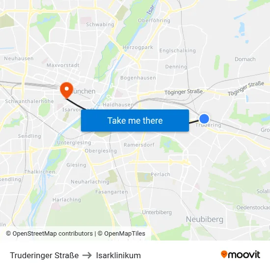 Truderinger Straße to Isarklinikum map