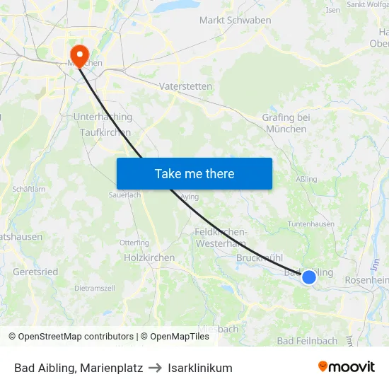 Bad Aibling, Marienplatz to Isarklinikum map