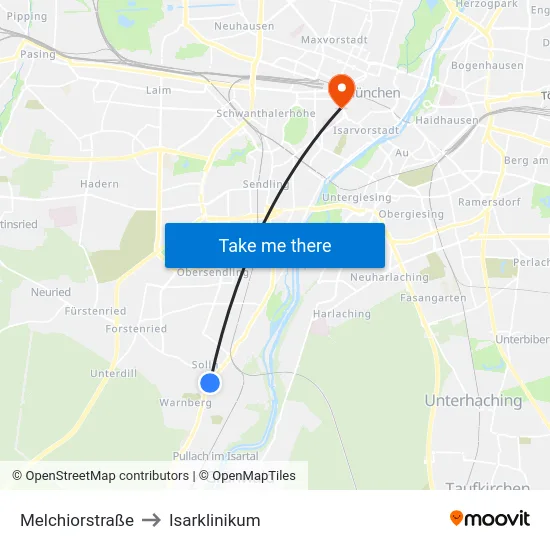 Melchiorstraße to Isarklinikum map