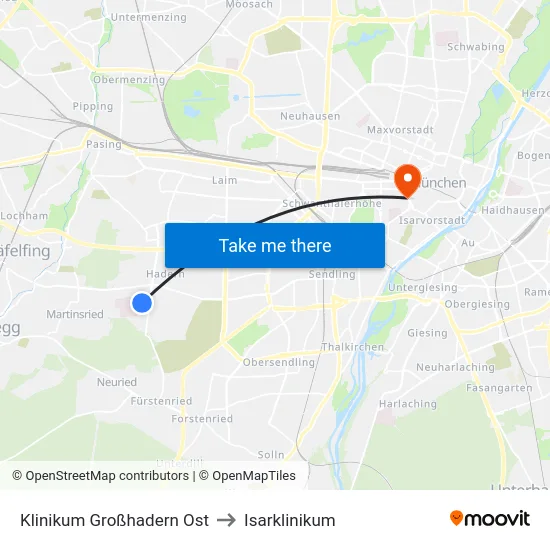 Klinikum Großhadern Ost to Isarklinikum map