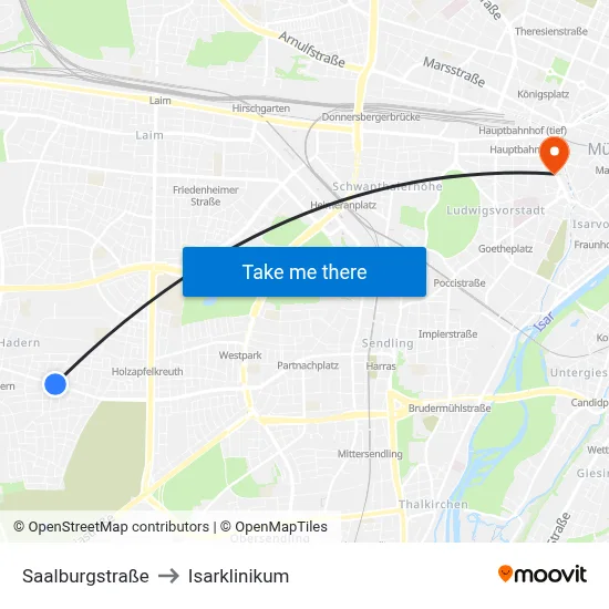 Saalburgstraße to Isarklinikum map