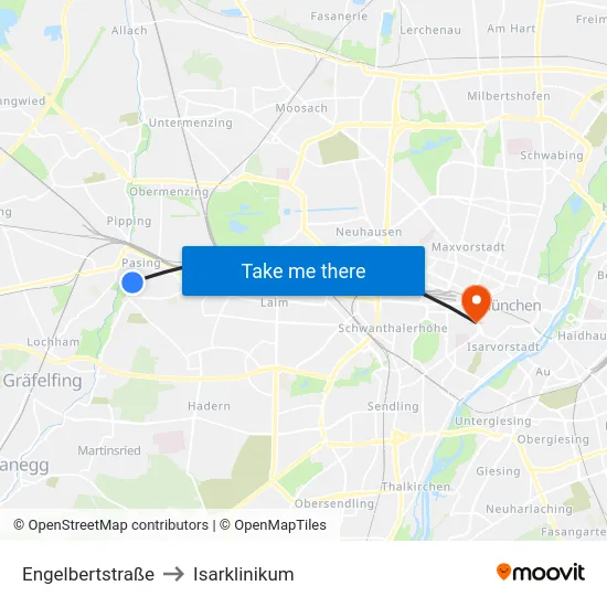 Engelbertstraße to Isarklinikum map