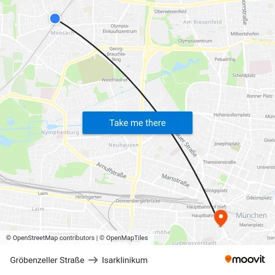 Gröbenzeller Straße to Isarklinikum map