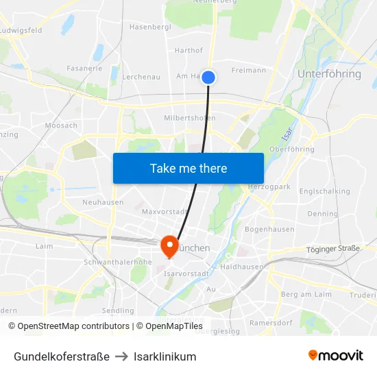 Gundelkoferstraße to Isarklinikum map
