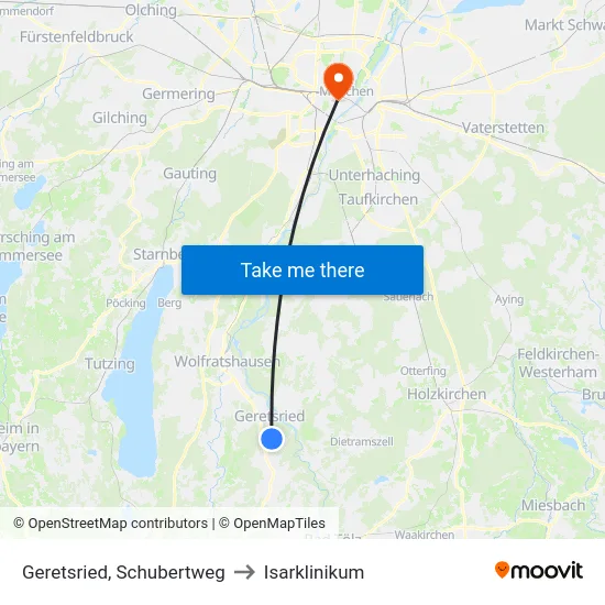 Geretsried, Schubertweg to Isarklinikum map