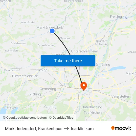 Markt Indersdorf, Krankenhaus to Isarklinikum map