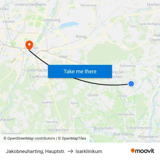 Jakobneuharting, Hauptstr. to Isarklinikum map
