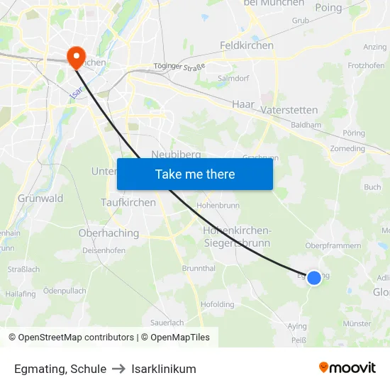 Egmating, Schule to Isarklinikum map