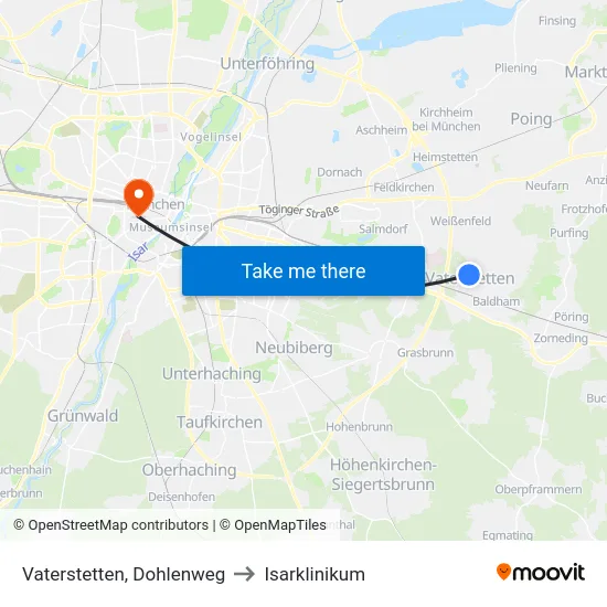 Vaterstetten, Dohlenweg to Isarklinikum map