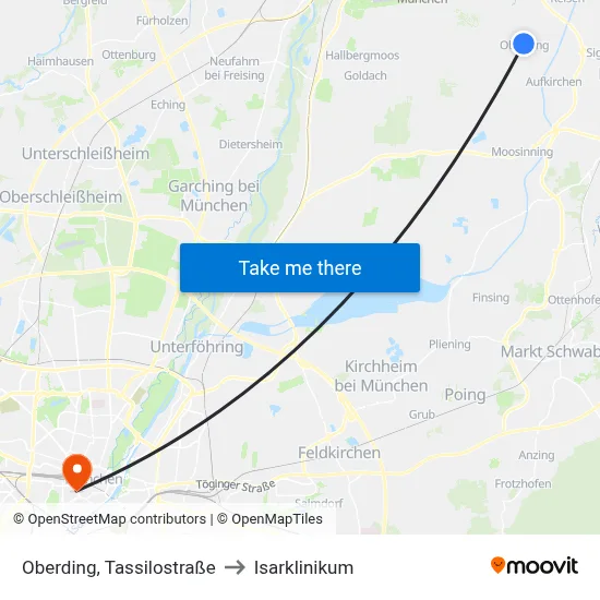 Oberding, Tassilostraße to Isarklinikum map