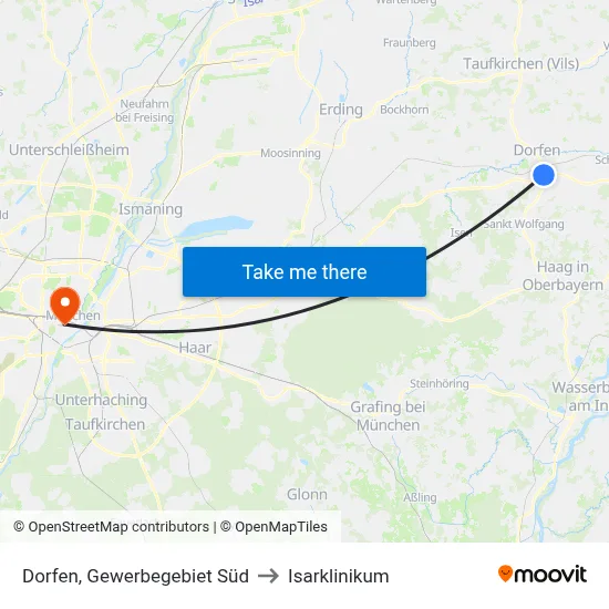 Dorfen, Gewerbegebiet Süd to Isarklinikum map