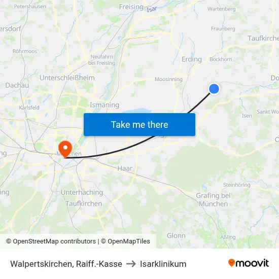 Walpertskirchen, Raiff.-Kasse to Isarklinikum map