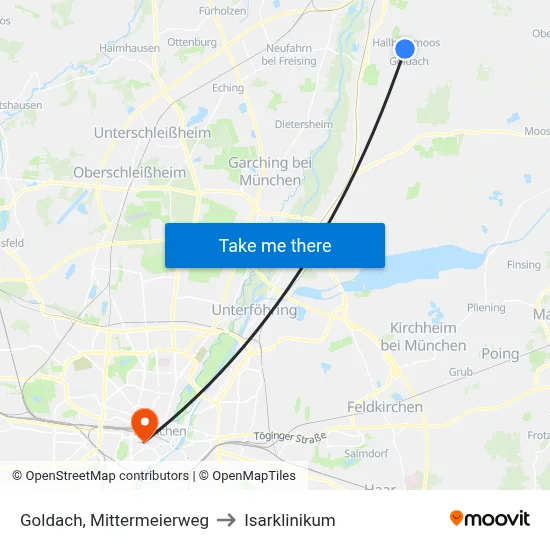 Goldach, Mittermeierweg to Isarklinikum map