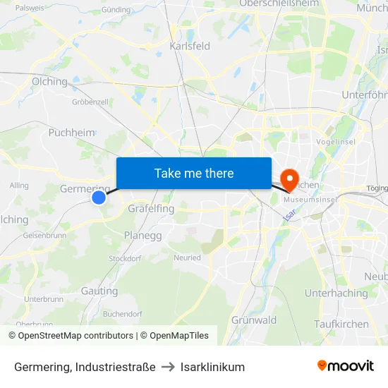 Germering, Industriestraße to Isarklinikum map