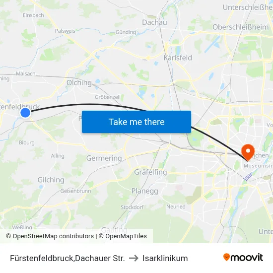Fürstenfeldbruck,Dachauer Str. to Isarklinikum map