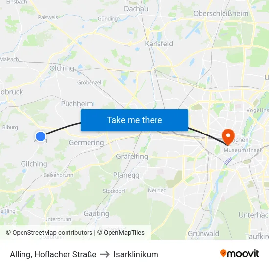Alling, Hoflacher Straße to Isarklinikum map