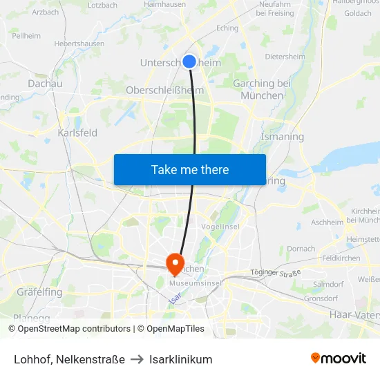 Lohhof, Nelkenstraße to Isarklinikum map