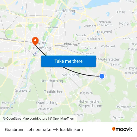 Grasbrunn, Lehnerstraße to Isarklinikum map