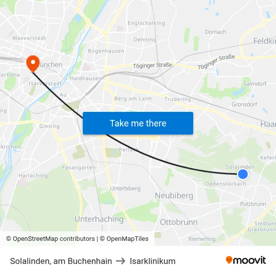 Solalinden, am Buchenhain to Isarklinikum map