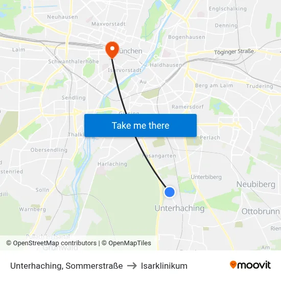 Unterhaching, Sommerstraße to Isarklinikum map