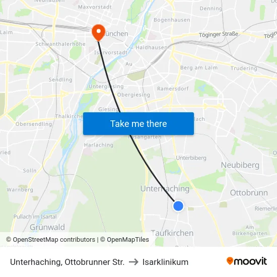 Unterhaching, Ottobrunner Str. to Isarklinikum map