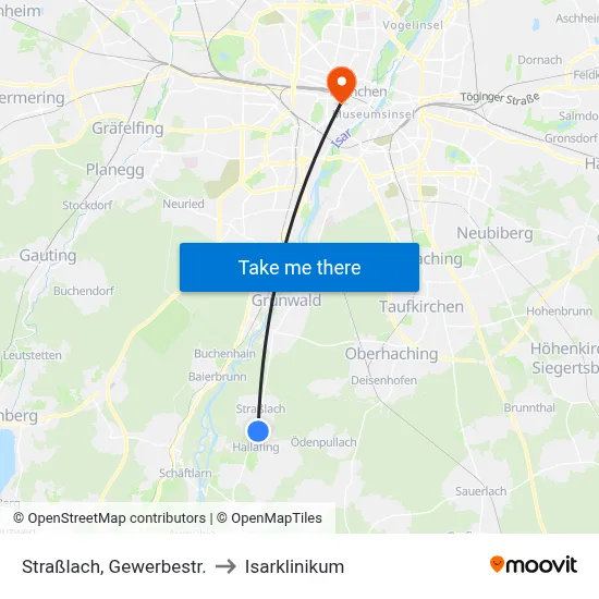 Straßlach, Gewerbestr. to Isarklinikum map