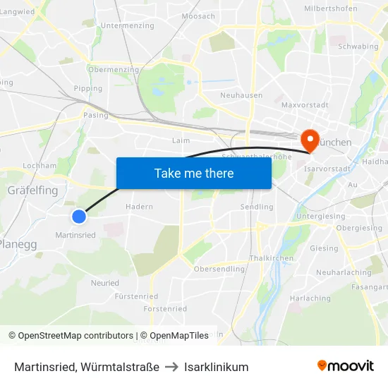 Martinsried, Würmtalstraße to Isarklinikum map