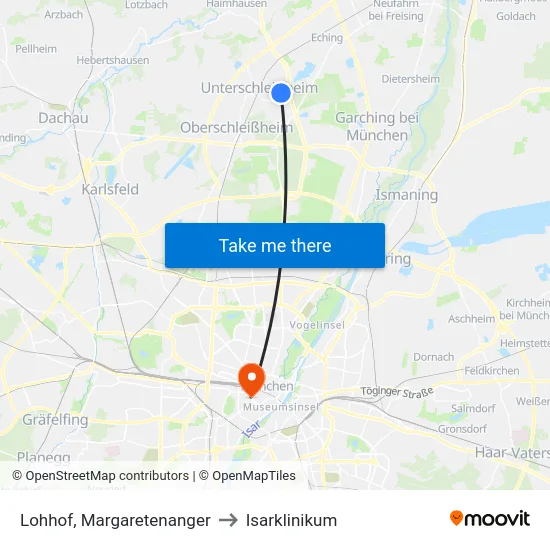 Lohhof, Margaretenanger to Isarklinikum map