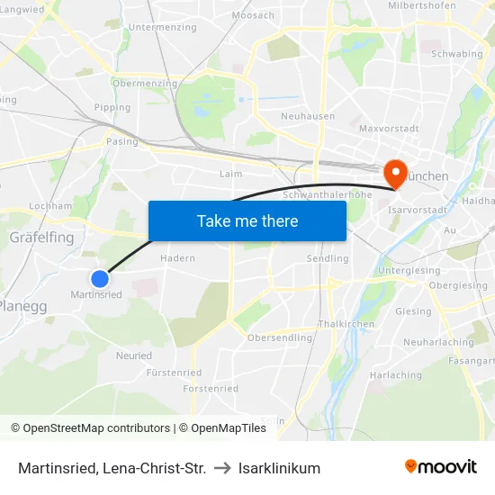 Martinsried, Lena-Christ-Str. to Isarklinikum map