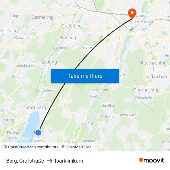 Berg, Grafstraße to Isarklinikum map
