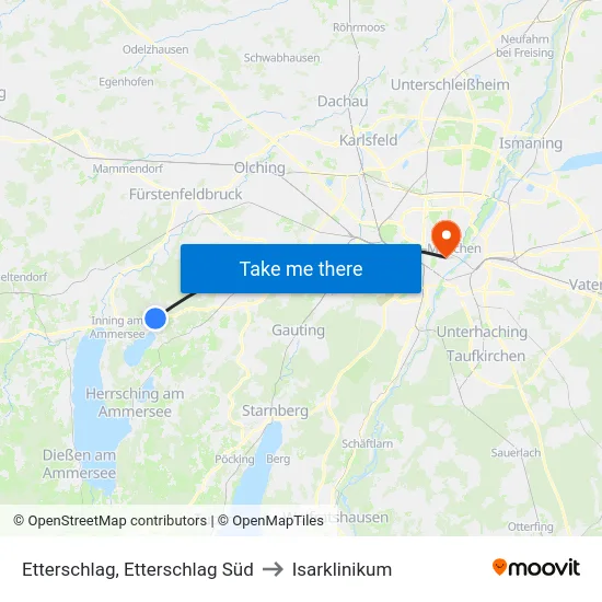 Etterschlag, Etterschlag Süd to Isarklinikum map