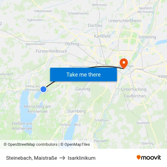 Steinebach, Maistraße to Isarklinikum map