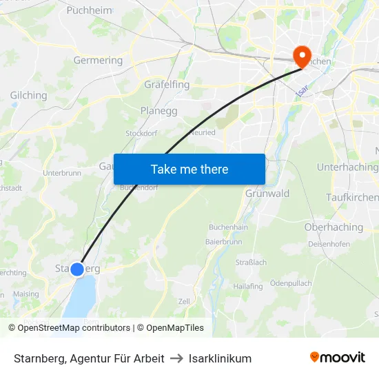 Starnberg, Agentur Für Arbeit to Isarklinikum map