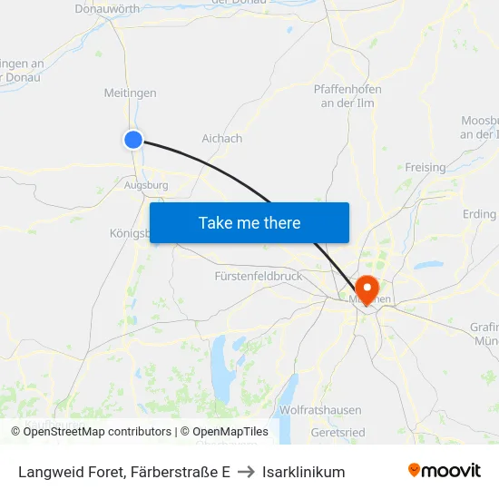 Langweid Foret, Färberstraße E to Isarklinikum map