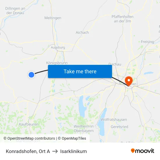 Konradshofen, Ort A to Isarklinikum map