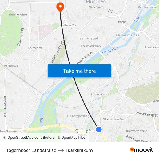 Tegernseer Landstraße to Isarklinikum map