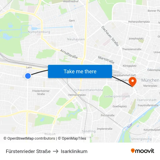 Fürstenrieder Straße to Isarklinikum map