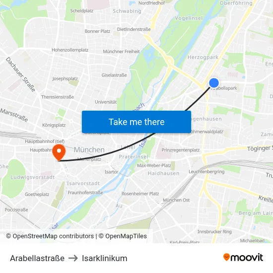 Arabellastraße to Isarklinikum map