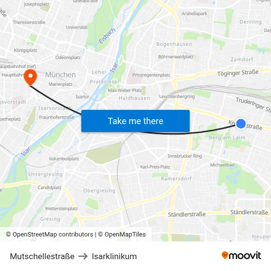Mutschellestraße to Isarklinikum map