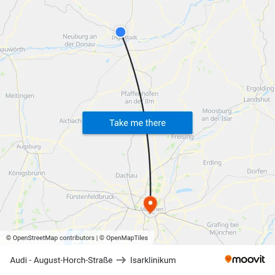 Audi - August-Horch-Straße to Isarklinikum map